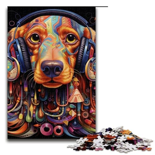 Puzzle für Erwachsene mit 1000 Teilen, Kopfhörer, Dalmatiner-Puzzle, Denkspiel, Weihnachts- und Geburtstagsgeschenke (Größe 50 x 75 cm) von WGLINGX