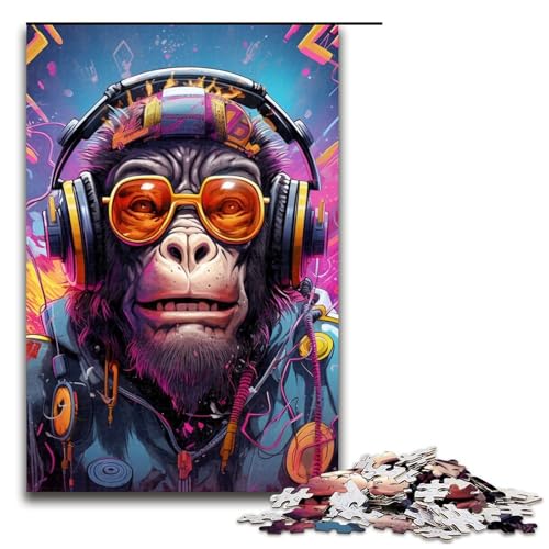 Puzzle für Erwachsene mit 1000 Teilen, Kopfhörer, Hund, Puzzle, Denkspiel, Weihnachts- und Geburtstagsgeschenke (Größe 50 x 75 cm) von WGLINGX