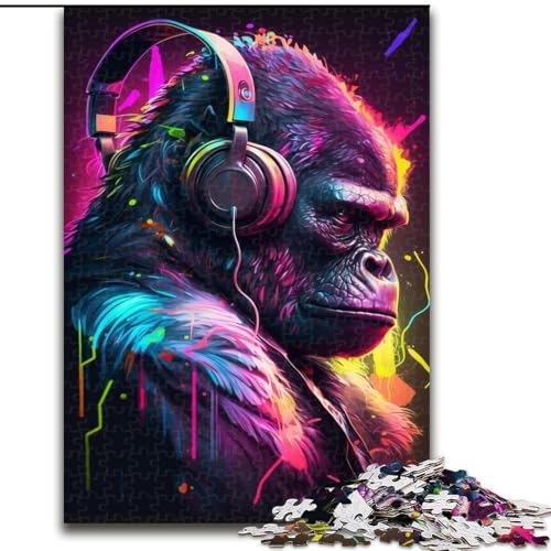 Puzzle für Erwachsene mit 1000 Teilen, Kopfhörer-Gorilla, 1000 Teile, Puzzle-Geschenke, spannende Aktivität für den Spieleabend mit der Familie (Größe 26x38cm) von WGLINGX
