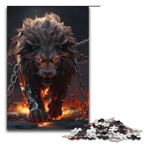 Puzzle für Erwachsene mit 1000 Teilen, Löwen-Puzzle, Kunstwerk, Spaß für Aktivitäten zu Hause, Geburtstagsgeschenk, Reisegeschenk (Größe 38 x 26 cm) von WGLINGX