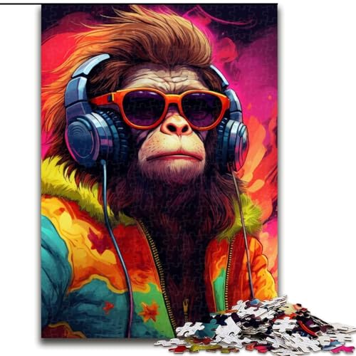 Puzzle für Erwachsene mit 1000 Teilen, Motiv: Affenkopfhörer, ideales Weihnachts- oder Geburtstagsgeschenk, Partyspiel-Spielzeug (Größe 50x75cm) von WGLINGX