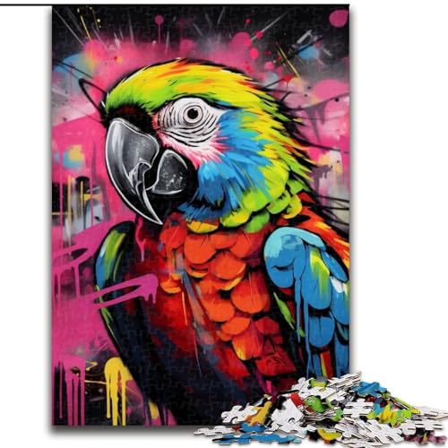 Puzzle für Erwachsene mit 1000 Teilen, Motiv: Papageien-Graffiti-Malerei, perfektes Weihnachts- und Neujahrsgeschenk, Feiertagsgeschenk (Größe 50x75cm) von WGLINGX