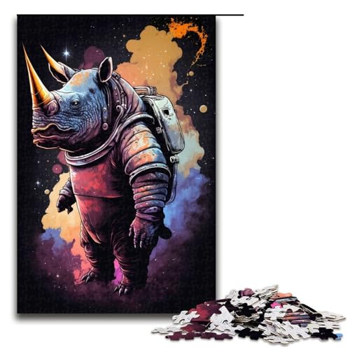Puzzle für Erwachsene mit 1000 Teilen, Nashorn-Puzzle, Denkspiel, Weihnachts- und Geburtstagsgeschenk (Größe 50 x 75 cm) von WGLINGX