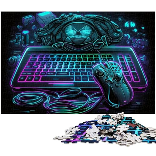 Puzzle für Erwachsene mit 1000 Teilen, Neon-Retro-Spiele, Puzzle-Kunstwerk, Lernspiel für Geburtstag, Weihnachten (Größe 50 x 75 cm) von WGLINGX