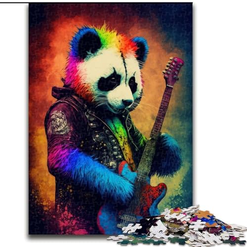 Puzzle für Erwachsene mit 1000 Teilen, Panda spielt Gitarre, unmögliche Puzzles für Erwachsene mit interaktivem Familienspiel, Kinder ab 14 Jahren (Größe 26x38cm) von WGLINGX