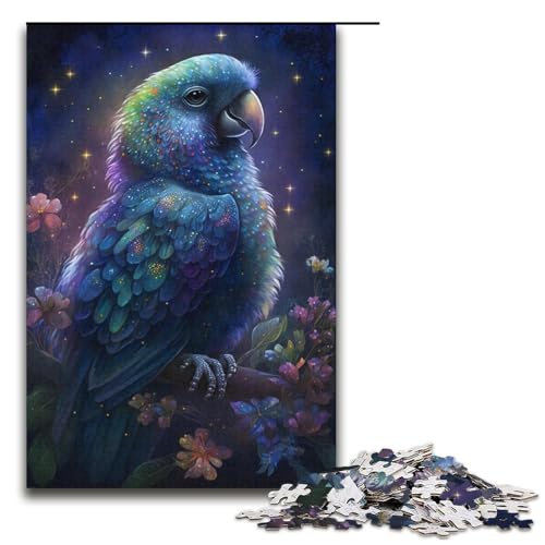 Puzzle für Erwachsene mit 1000 Teilen, Papagei, Blumenuniversum, Denksportaufgabe, geeignet als Schreibtischdekoration (Größe 38 x 26 cm) von WGLINGX