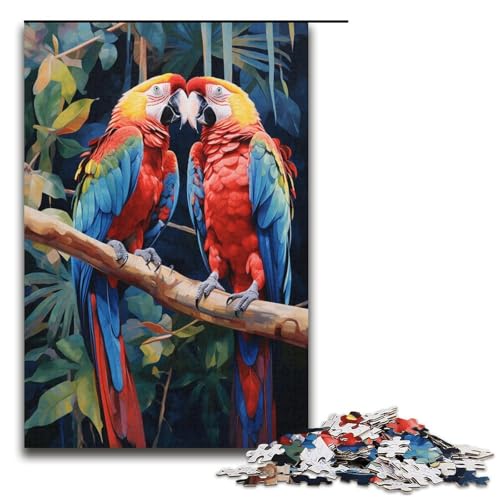 Puzzle für Erwachsene mit 1000 Teilen, Papagei im Dschungel, Denksportaufgabe, geeignet als Schreibtischdekoration (Größe 38 x 26 cm) von WGLINGX