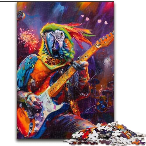 Puzzle für Erwachsene mit 1000 Teilen, Papagei spielt Gitarre, 1000-teiliges Puzzle, Teenager, Stressabbau, Cooles einzigartiges Geschenk für die Familie (Größe 26x38cm) von WGLINGX