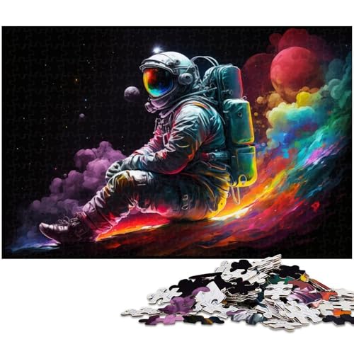 Puzzle für Erwachsene mit 1000 Teilen, Planet-Astronaut-Puzzle, pädagogische Herausforderung mit passendem Poster und Quizblatt (Größe 50 x 75 cm) von WGLINGX