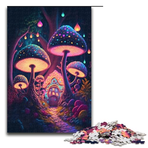 Puzzle für Erwachsene mit 1000 Teilen, Psychedelische Pilze, Denkspiel, Weihnachts- und Geburtstagsgeschenk (Größe 50 x 75 cm) von WGLINGX