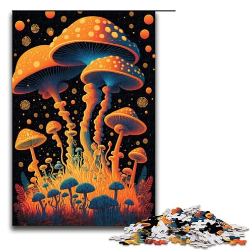 Puzzle für Erwachsene mit 1000 Teilen, Psychedelischer Pilzwald, Denkspiel, Weihnachts- und Geburtstagsgeschenk (Größe 50 x 75 cm) von WGLINGX