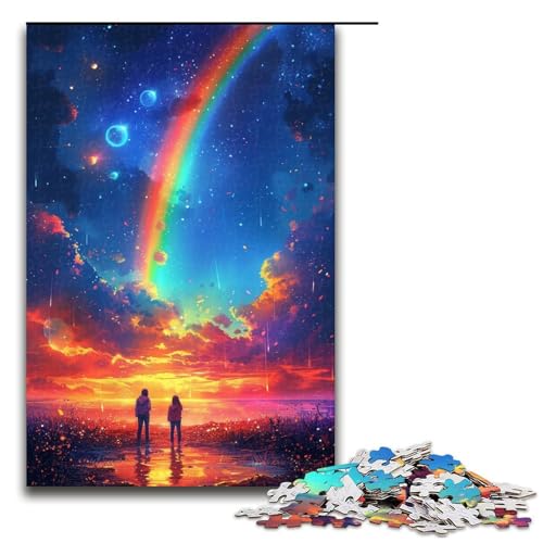 Puzzle für Erwachsene mit 1000 Teilen, Regenbogen bei Sonnenuntergang, Denkspiel, Weihnachts- und Geburtstagsgeschenk (Größe 50 x 75 cm) von WGLINGX