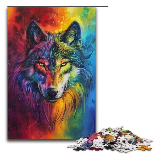 Puzzle für Erwachsene mit 1000 Teilen, Regenbogenwolf-Puzzle, Denkspiel, Weihnachts- und Geburtstagsgeschenk (Größe 50 x 75 cm) von WGLINGX