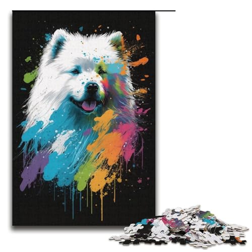 Puzzle für Erwachsene mit 1000 Teilen, Samojede, buntes Puzzle, Denkspiel, Weihnachts- und Geburtstagsgeschenk (Größe 38 x 26 cm) von WGLINGX