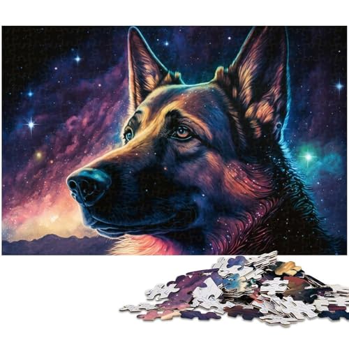 Puzzle für Erwachsene mit 1000 Teilen, Schäferhund-Puzzle, Kunstwerk, Lernspiel für Geburtstag, Weihnachten (Größe 50 x 75 cm) von WGLINGX