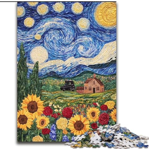 Puzzle für Erwachsene mit 1000 Teilen, Sonnenblumen-Collage-Puzzle, 1000 Teile, Heimdekorationsgeschenk, Denkspiel (Größe 26x38cm) von WGLINGX