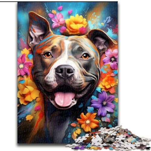 Puzzle für Erwachsene mit 1000 Teilen, Staffordshire Bull Terrier, ideales Weihnachts- oder Geburtstagsgeschenk, Partyspiel-Spielzeug (Größe 50x75cm) von WGLINGX
