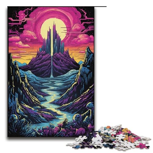 Puzzle für Erwachsene mit 1000 Teilen, Traumhaft schöne Berge, Familienspaß, Weihnachtswunschliste mit Weihnachtsmann (Größe 38 x 26 cm) von WGLINGX