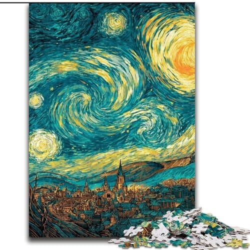 Puzzle für Erwachsene mit 1000 Teilen, Van Goghs Nachthimmel, Puzzle mit 1000 Teilen, Heimdekorationsgeschenk, Denkspiel (Größe 50x75cm) von WGLINGX