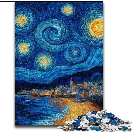 Puzzle für Erwachsene mit 1000 Teilen, Van Goghs Nachthimmel, Puzzle mit 1000 Teilen, Heimdekorationsgeschenk, Denkspiel (Größe 50x75cm) von WGLINGX