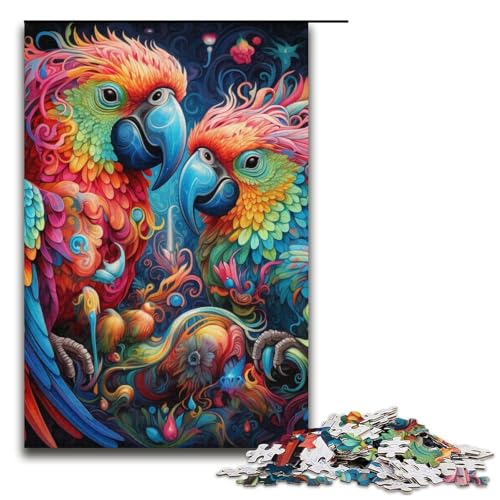 Puzzle für Erwachsene mit 1000 Teilen, buntes Papageien-Puzzle, Wanddekoration, perfekte Dekoration (Größe 38 x 26 cm) von WGLINGX