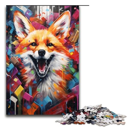 Puzzle für Erwachsene mit 1000 Teilen, farbenfrohes Fuchs-Puzzle-Kunstwerk, perfekte Dekoration, geeignet für Jugendliche ab 14 Jahren (Größe 50 x 75 cm) von WGLINGX