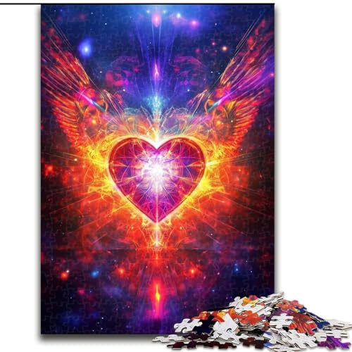 Puzzle für Erwachsene mit 1000 Teilen, herzförmige Flügel, Puzzle mit 1000 Teilen, Heimdekorationsgeschenk, Denkspiel (Größe 26x38cm) von WGLINGX