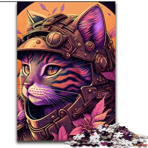 Puzzle für Erwachsene mit 1000 Teilen, japanische Sakura-Katze, ideales Weihnachts- oder Geburtstagsgeschenk, Partyspiel-Spielzeug (Größe 26x38cm) von WGLINGX