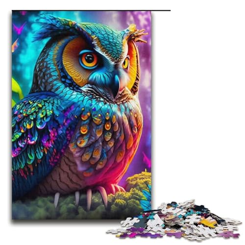 Puzzle für Erwachsene mit 1000 Teilen, magische Eule, Puzzle-Kunstwerk, Wichtelgeschenke für Teenager ab 14 Jahren (Größe 38 x 26 cm) von WGLINGX