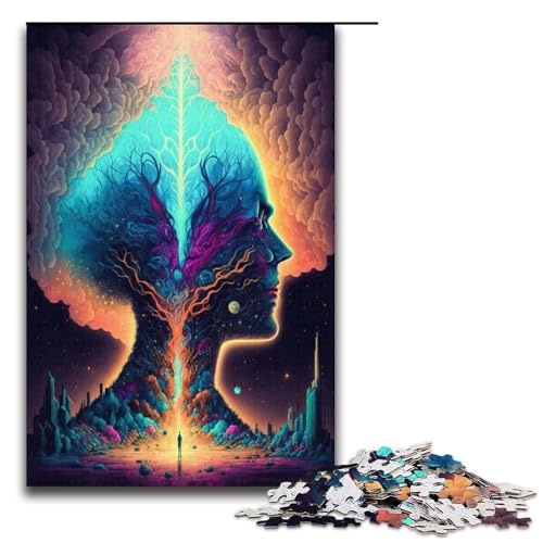 Puzzle für Erwachsene mit 1000 Teilen, psychedelisches Denkspiel, geeignet als Schreibtischdekoration (Größe 38 x 26 cm) von WGLINGX