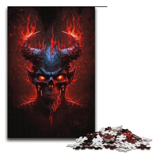 Puzzle für Erwachsene mit 1000 Teilen, roter Totenkopf, Denkspiel, Weihnachts- und Geburtstagsgeschenk (Größe 38 x 26 cm) von WGLINGX