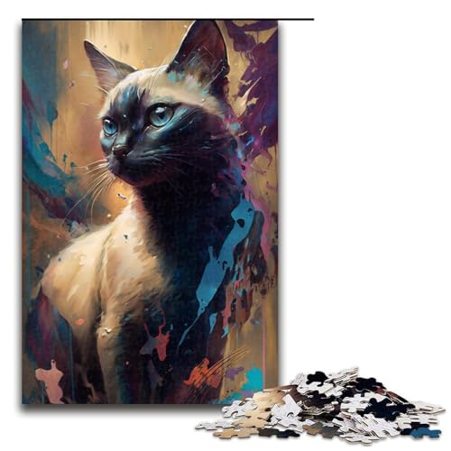Puzzle für Erwachsene mit 1000 Teilen, siamesisches Gemälde, Denkspiel, Weihnachts- und Geburtstagsgeschenk (Größe 50 x 75 cm) von WGLINGX