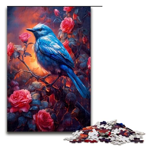 Puzzle für Erwachsene mit 1000 Teilen, süßer Kleiner Blauer Vogel, schwieriges Puzzle, tolles Geschenk für die ganze Familie (Größe 50 x 75 cm) von WGLINGX