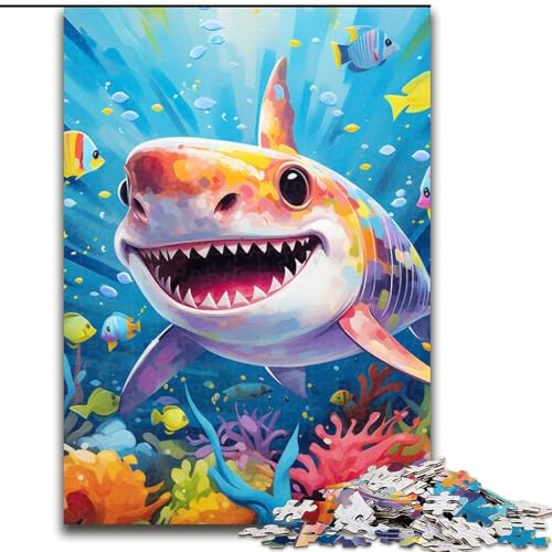 Puzzle für Erwachsene mit 1000 Teilen, süßes Hai-Puzzle, ideales Weihnachts- oder Geburtstagsgeschenk, Partyspiel-Spielzeug (Größe 26x38cm) von WGLINGX