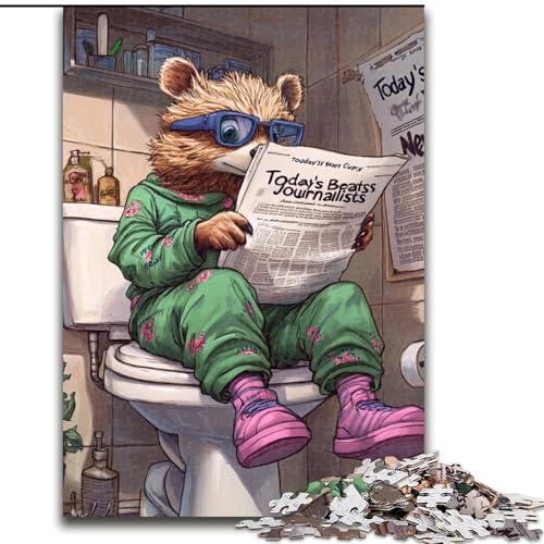 Puzzle für Erwachsene mit 1000 Teilen „Honey Badger Go Toilet“, perfektes Weihnachts- und Neujahrsgeschenk, Feiertagsgeschenk (Größe 26x38cm) von WGLINGX