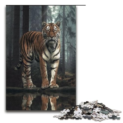 Puzzle für Erwachsene mit 1000 Teilen. Das Denkspiel Der Tiger im Wald eignet ganze Familie (Größe 38 x 26 cm) von WGLINGX