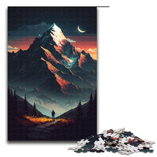 Puzzle für Erwachsene mit 1000 Teilen. Schneebedeckte Berge bei Nacht. Denksportaufgabe für Erwachsene, ganze Familie (Größe 50 x 75 cm). von WGLINGX