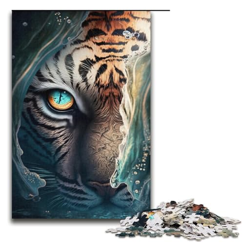 Puzzle für Erwachsene mit 1000 Teilen. Wütendes Tiger-Puzzle. Denkspiel, anspruchsvoll, Aber unterhaltsam und humorvoll. 38 x 26 cm von WGLINGX