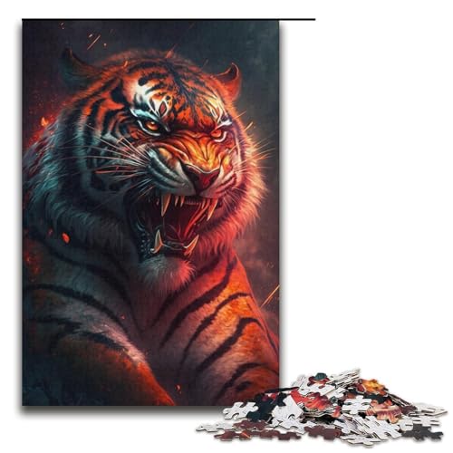 Puzzle für Erwachsene mit 1000 Teilen. Wütendes Tiger-Puzzle. Denkspiel, anspruchsvoll, Aber unterhaltsam und humorvoll. 38 x 26 cm von WGLINGX