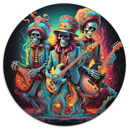 Puzzle für Erwachsene mit Gitarre spielendem Skelett, 1000 Teile, für Heimdekoration, Gehirntraining 67,5 x 67,5 cm von WGLINGX
