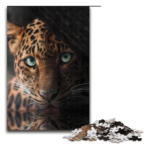 Puzzle für Erwachsene mit grünäugigem Leopardenmuster, 1000 Teile, Holzpuzzle, für Jugendliche und Erwachsene, gutes Geschenk für Erwachsene (Größe 50 x 75 cm) von WGLINGX