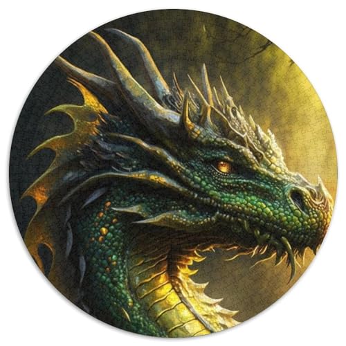 Puzzle für Erwachsene mit grünem fliegendem Drachen, 1000 Teile, Eltern, Partner, Freunde – ab 14 Jahren (67,5x67,5cm) von WGLINGX