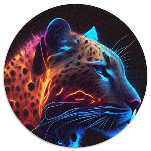 Puzzle für Erwachsene mit leuchtenden Punkten und Gepardenkatze, 1000 Teile, anspruchsvolles Denkspiel, Familienaktivität, Heimdekoration, (67,5x67,5cm) von WGLINGX