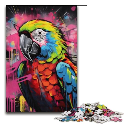 Puzzle für Erwachsene und Jugendliche, Papagei-Graffiti-Malerei, 1000 Teile, Papppuzzle, 38,1 x 26,9 cm von WGLINGX