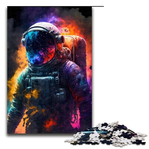 Puzzle für Erwachsene und Jugendliche, farbenfrohes Astronauten-Puzzle für Erwachsene, 1000 Teile, Holzpuzzle (Größe 50 x 75 cm) von WGLINGX