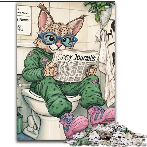 Puzzle mit 1000 Teilen, „Lynx Go Toilet“, Holzpuzzle, perfekt als Dekoration für Zuhause und Büro, Partys, Geburtstage und Feiertagsgeschenke (Größe 50x75cm) von WGLINGX