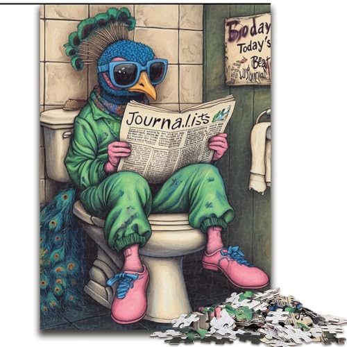 Puzzle mit 1000 Teilen, „Peacock Go Toilet“, Holzpuzzle, perfekt als Dekoration für Zuhause und Büro, Partys, Geburtstage und Feiertagsgeschenke (Größe 50x75cm) von WGLINGX