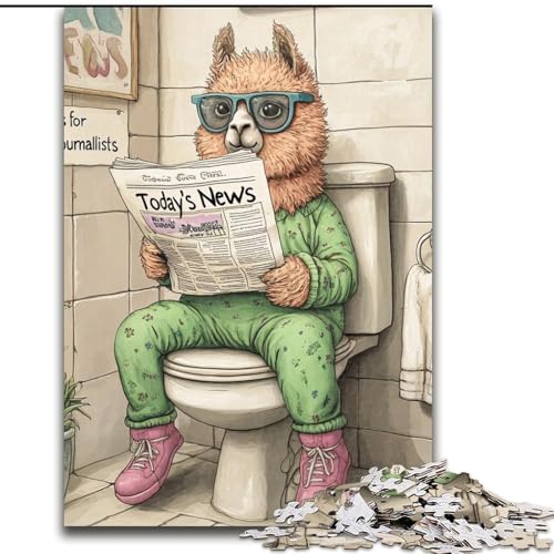 Puzzle mit 1000 Teilen, Alpaca Go Toilet, Papppuzzle, perfekt als Dekoration für Zuhause und Büro, Partys, Geburtstage und Feiertagsgeschenke (Größe 26x38cm) von WGLINGX