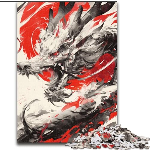 Puzzle mit 1000 Teilen, Aquarell-Drache, Puzzle mit 1000 Teilen, Spaß für die ganze Familie, Basteln, perfekt für Geburtstage, Feiertage (Größe 50x75cm) von WGLINGX