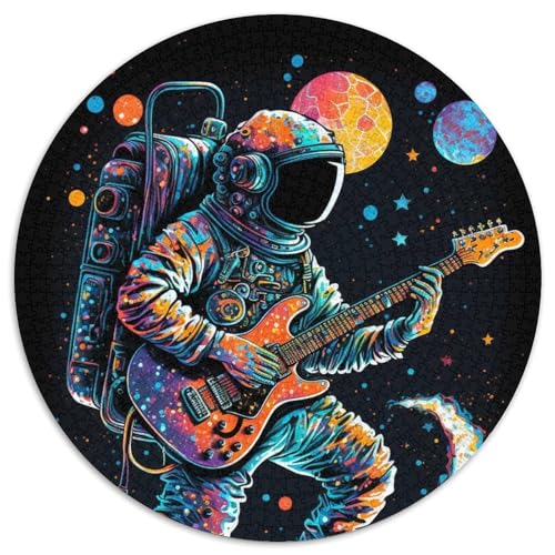 Puzzle mit 1000 Teilen, Astronaut spielt Gitarre, 1000 Teile, runde Puzzles für Erwachsene, ideal für Familienspaß, Entspannung, 1000 Teile (67,5x67,5cm) von WGLINGX
